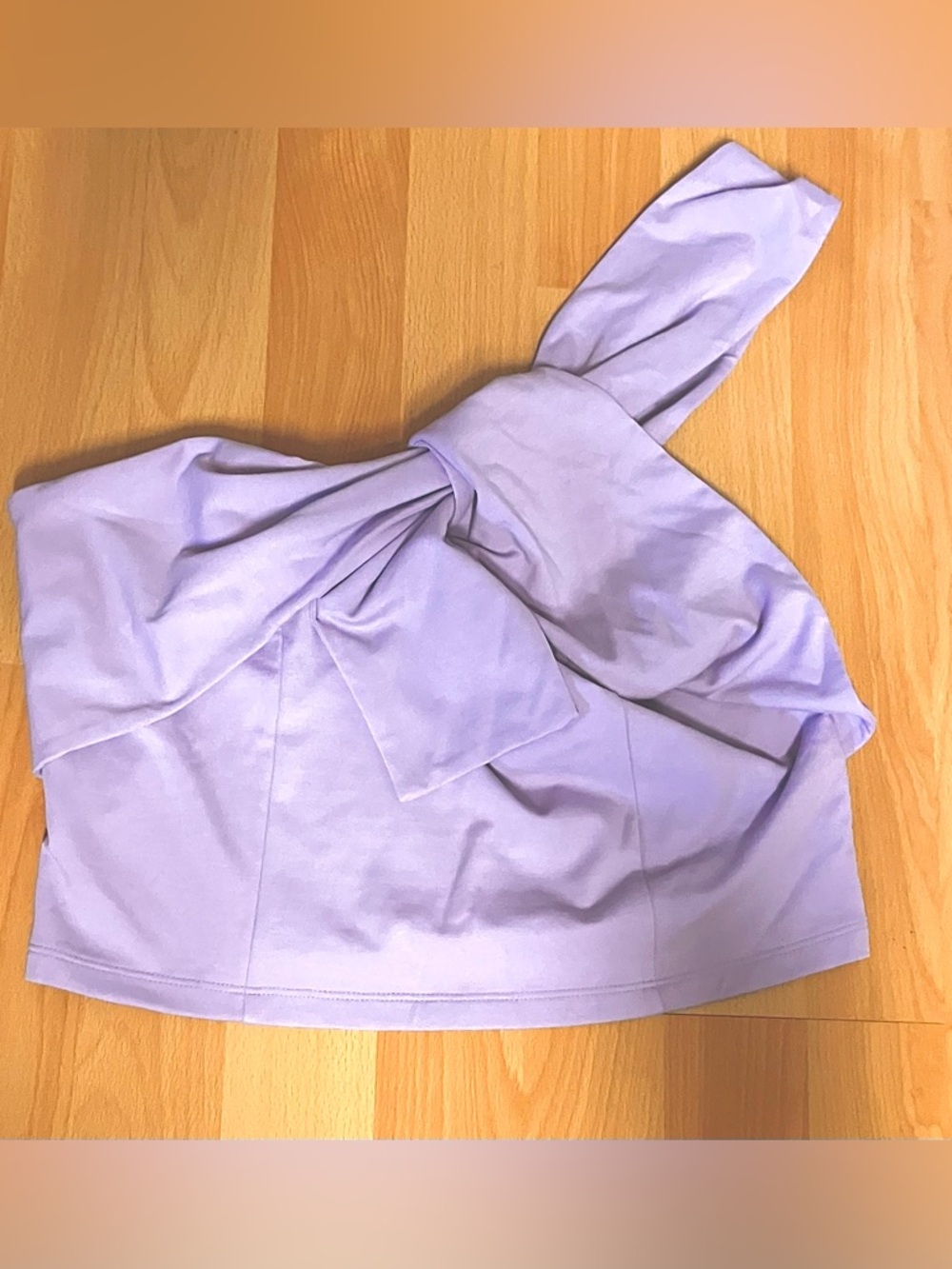 KNOTTED ONE-SHOULDER CROPPED BUSTIER- Lavender Orchid: M (fits as L)
